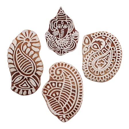 Set of 4 Piece New Mix Wooden Printing Blocks